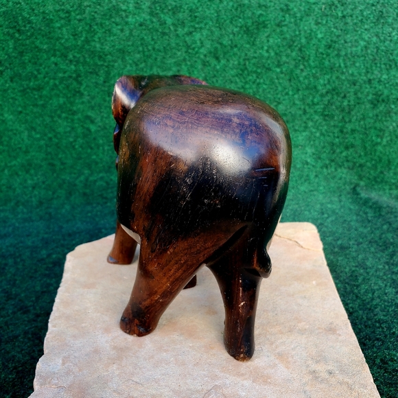 Handcrafted Elephant Wood Decorative Artisan 6"x6" Heavy 2lbs - Picture 4 of 14
